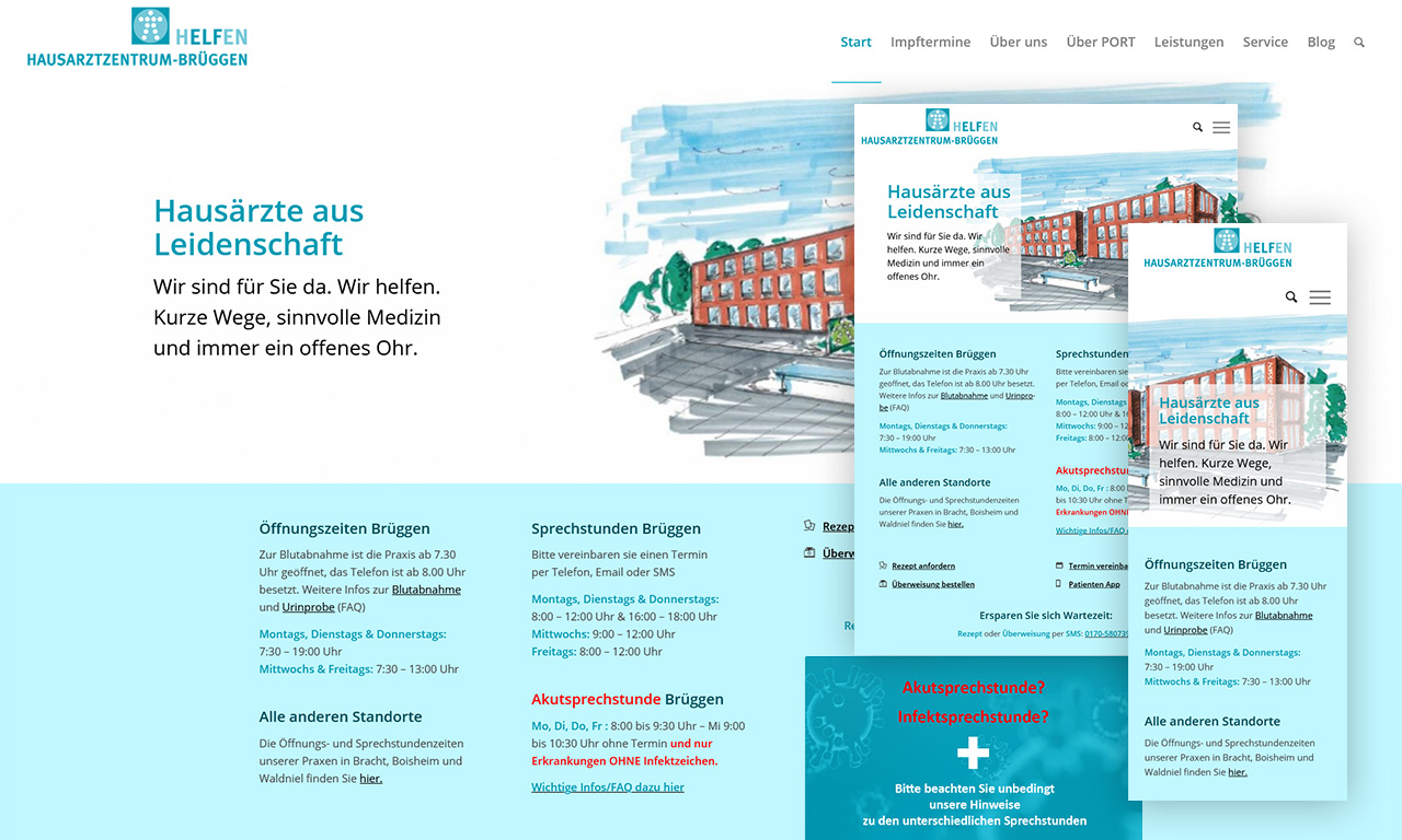 Screenshot Website - Hausarztzentrum Brüggen