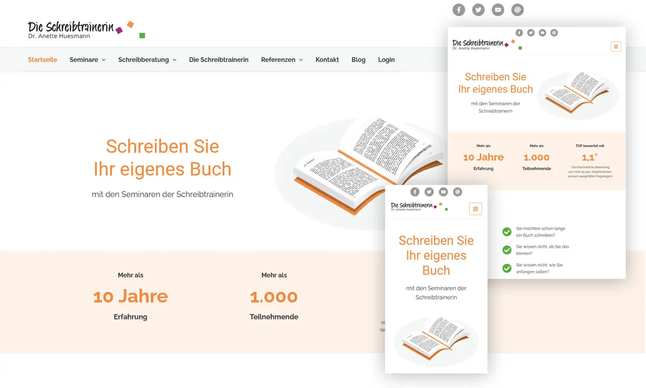 Screenshot Website - die Schreibtrainerin